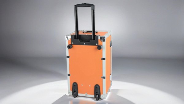 an orange fabric trolley case