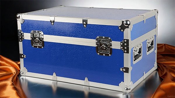 blue orange pattern fabric aluminum case