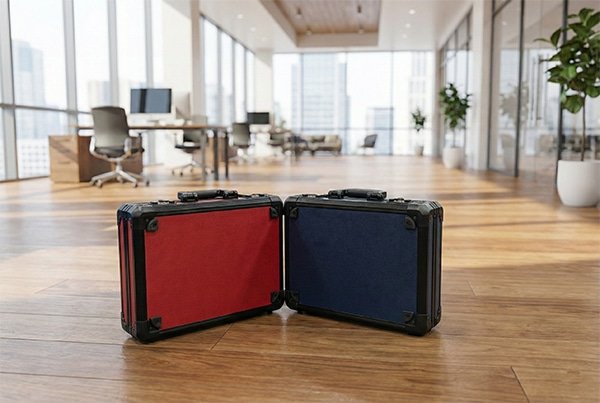 An open dedicated tool kit display case with custom foam compartments, neatly holding tools and accessories for organized presentation and transport.