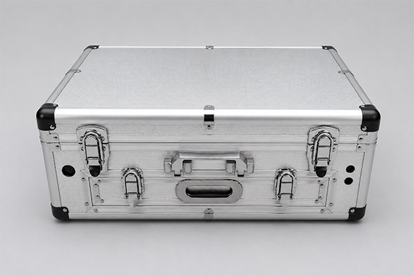 Protective aluminum equipment case with reinforced exterior and secure hardware